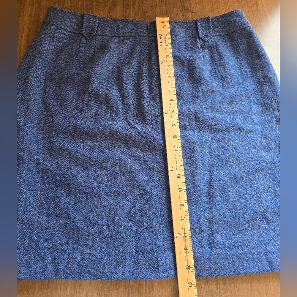 Talbots Royal Blue Wool Blend Herringbone Skirt Size 14 Office Attire - Picture 7 of 10